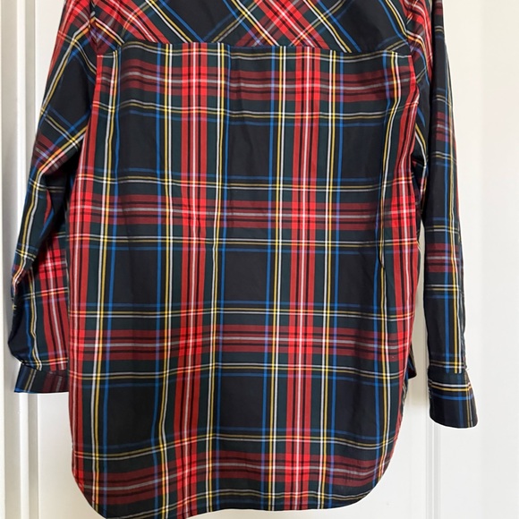 J Crew 6 tartan Buchanan plaid embellished garçon tunic button up top holiday - Picture 7 of 14